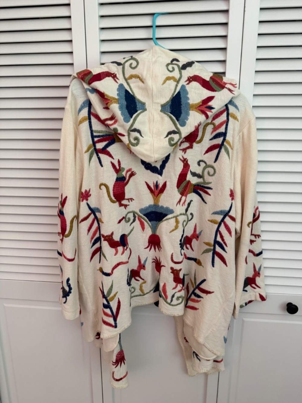 Johnny Was Biya Hooded Open Front Embroidered Short Jacket: Size L - Picture 3 of 8